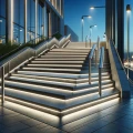 modern urban staircase  with sophisticated LED lighting. The steps are broad and made of smooth concrete, by Neonica.jpg